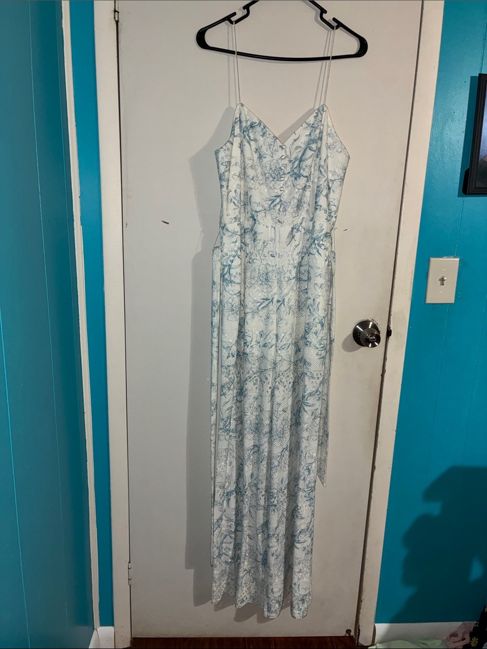 Alice + Olivia White and Light Blue Floral Slip Dress